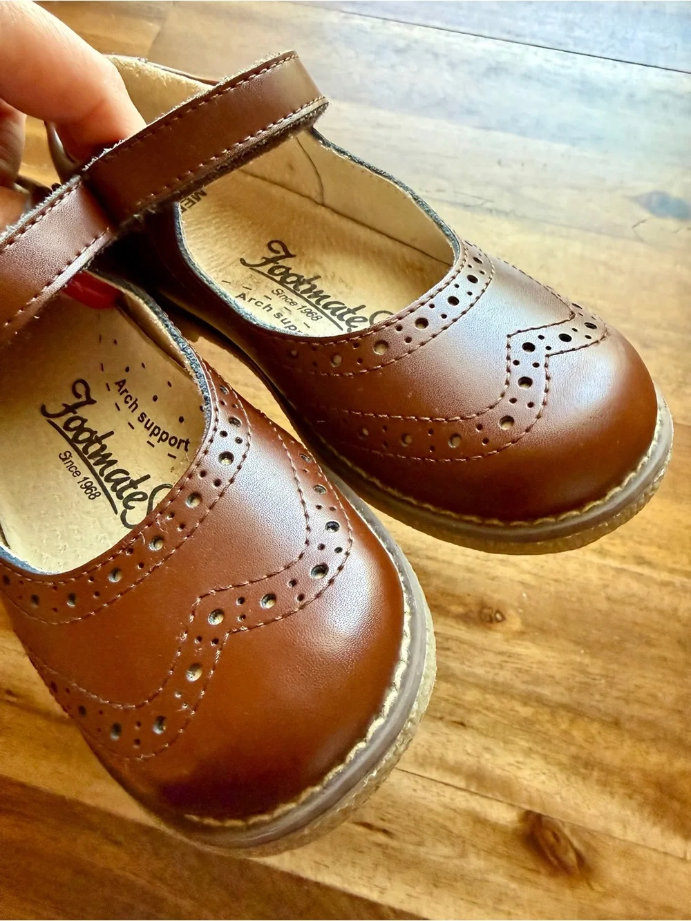 Footmates Girls Lydia Brown Leather Mary Jane Shoes Toddler Size 10.5
